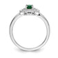 Solid 14k White Gold Oval Simulated Emerald and CZ Halo Ring