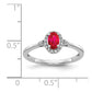 14k White Gold Oval Ruby and Real Diamond Halo Ring