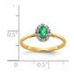 14K Yellow Gold Real Diamond and Oval Emerald Halo Ring
