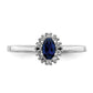 14k White Gold Real Diamond and Oval Sapphire Halo Ring