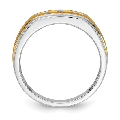 0.25ct. CZ Solid Real 14k White & Yellow Gold Men's Ring