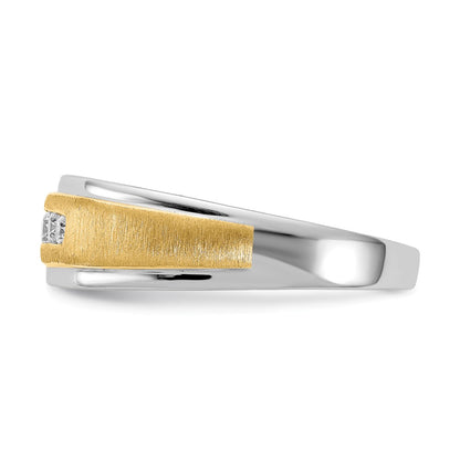 0.25ct. CZ Solid Real 14k White & Yellow Gold Men's Ring