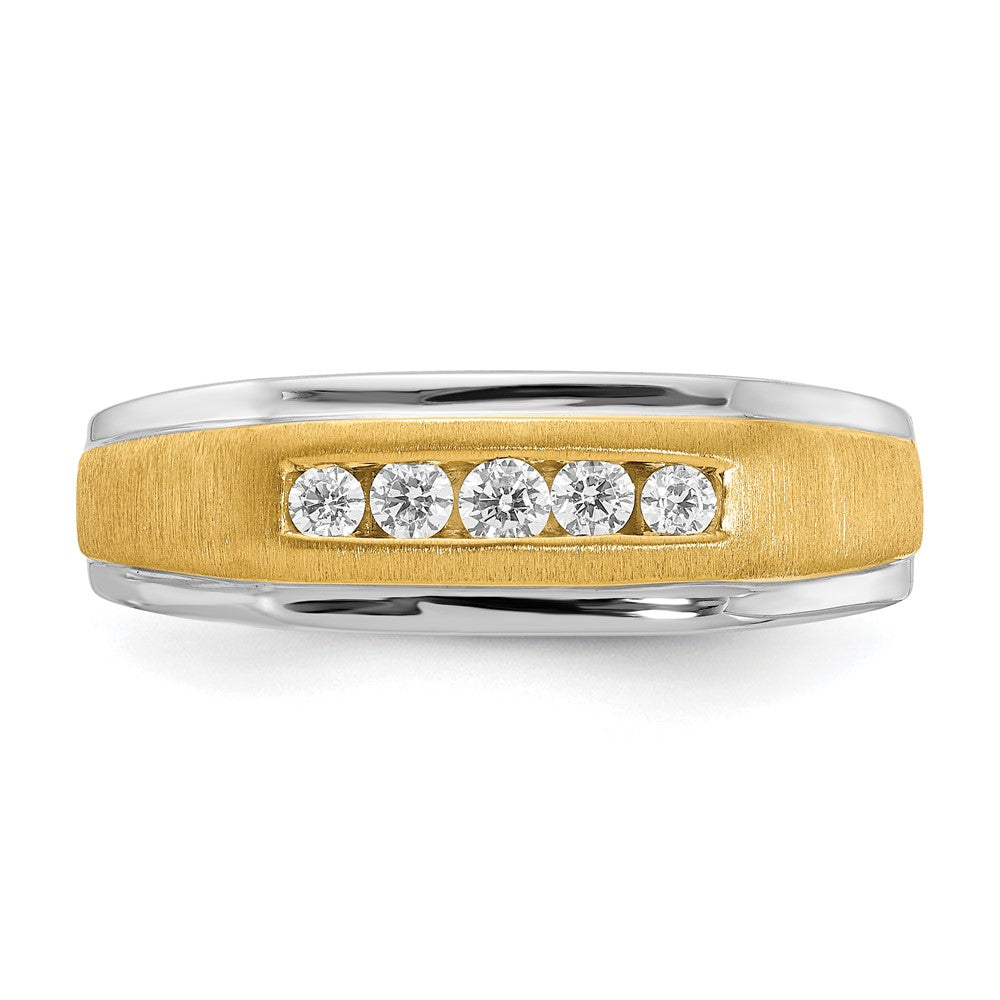 0.25ct. CZ Solid Real 14k White & Yellow Gold Men's Ring