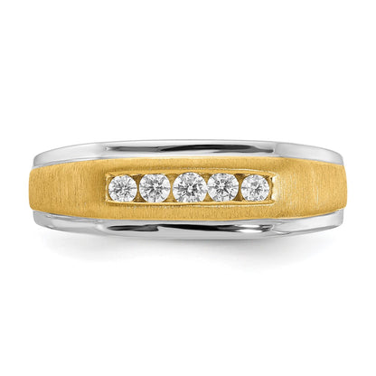 0.25ct. CZ Solid Real 14k White & Yellow Gold Men's Ring