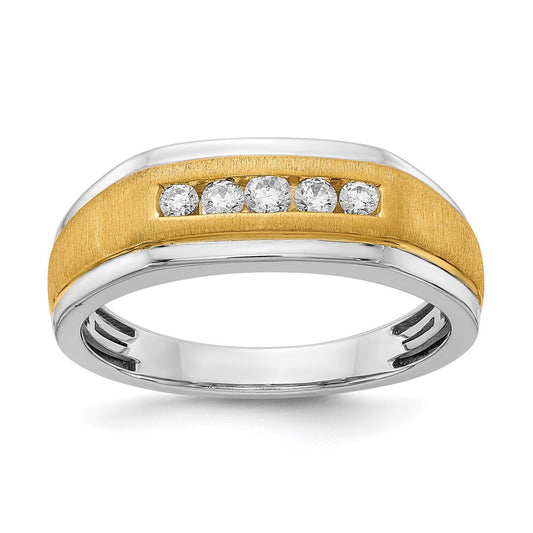 14k White & Yellow Gold Real Diamond Men's Ring