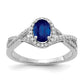 Solid 14k White Gold Simulated CZ and Sapphire Oval Halo Ring