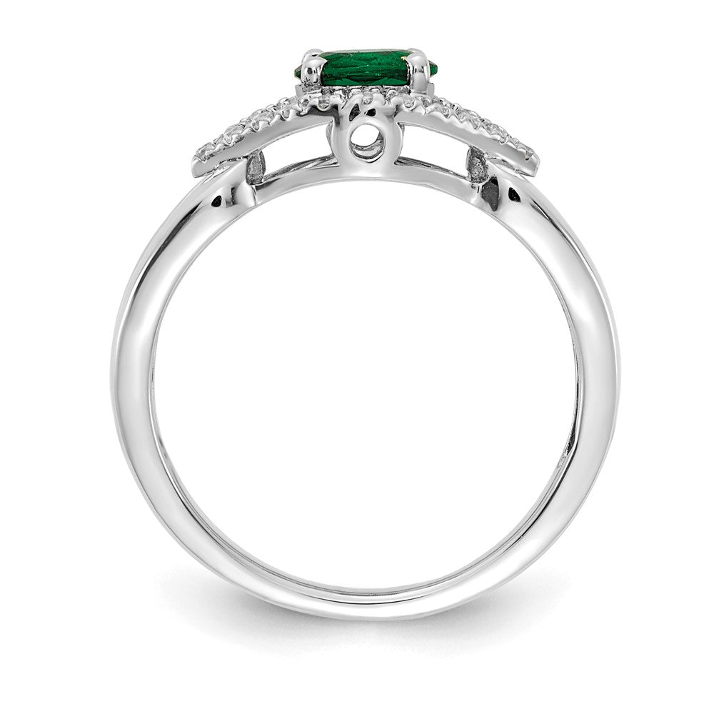 14k White Gold Real Diamond and Emerald Ring