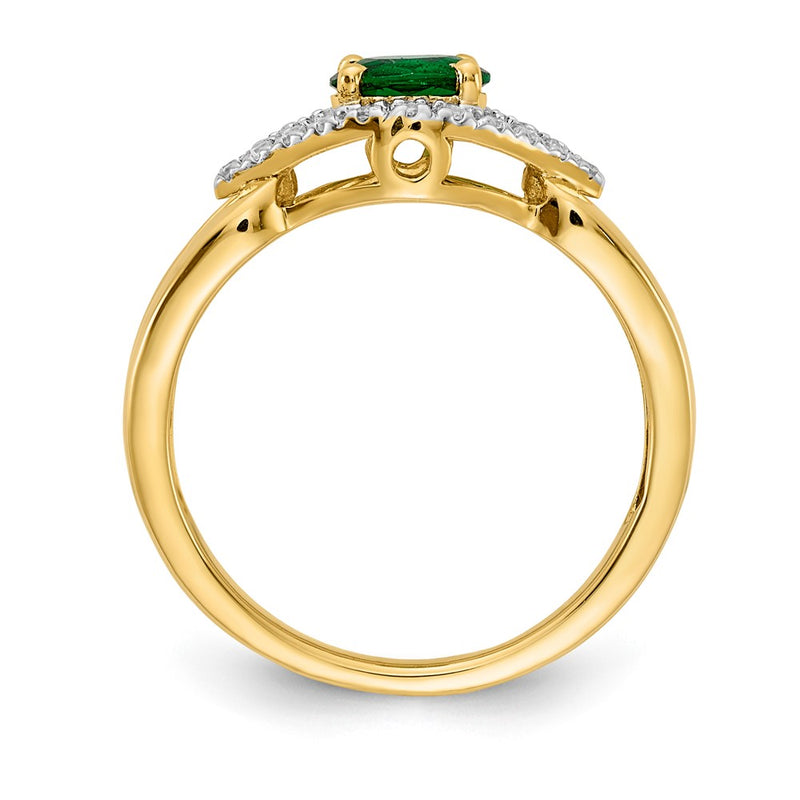 14K Yellow Gold Real Diamond and Emerald Ring