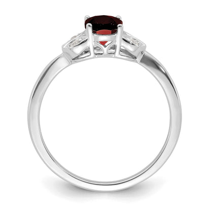14k White Gold Garnet and Real Diamond Ring