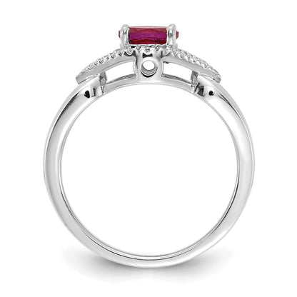 14k White Gold Real Diamond and Ruby Ring