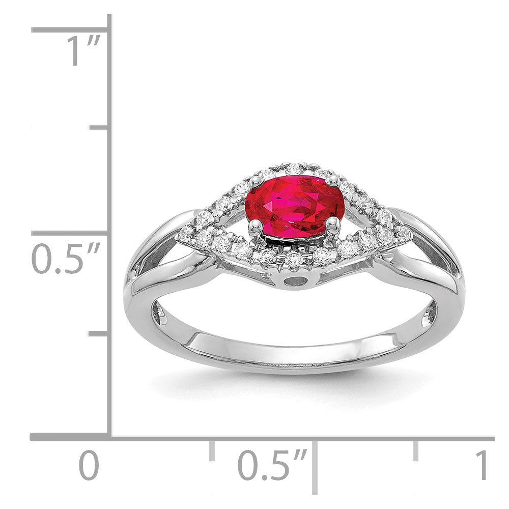 14k White Gold Real Diamond and Ruby Ring