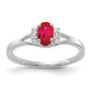 14k White Gold Real Diamond and Oval Ruby Ring