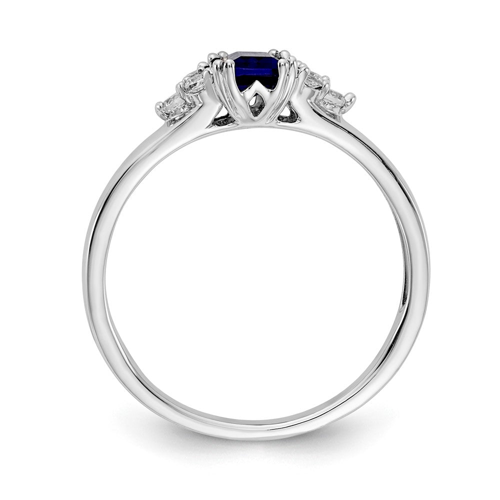 14k White Gold Real Diamond and Sapphire Ring