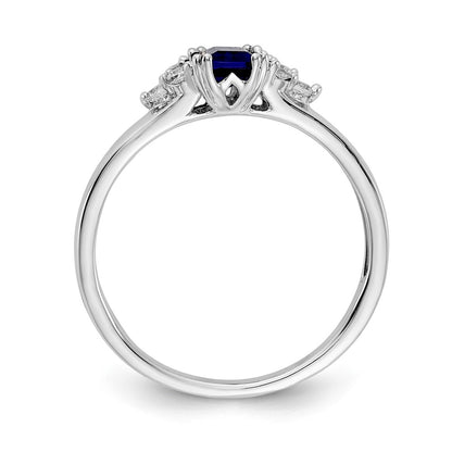 14k White Gold Real Diamond and Sapphire Ring
