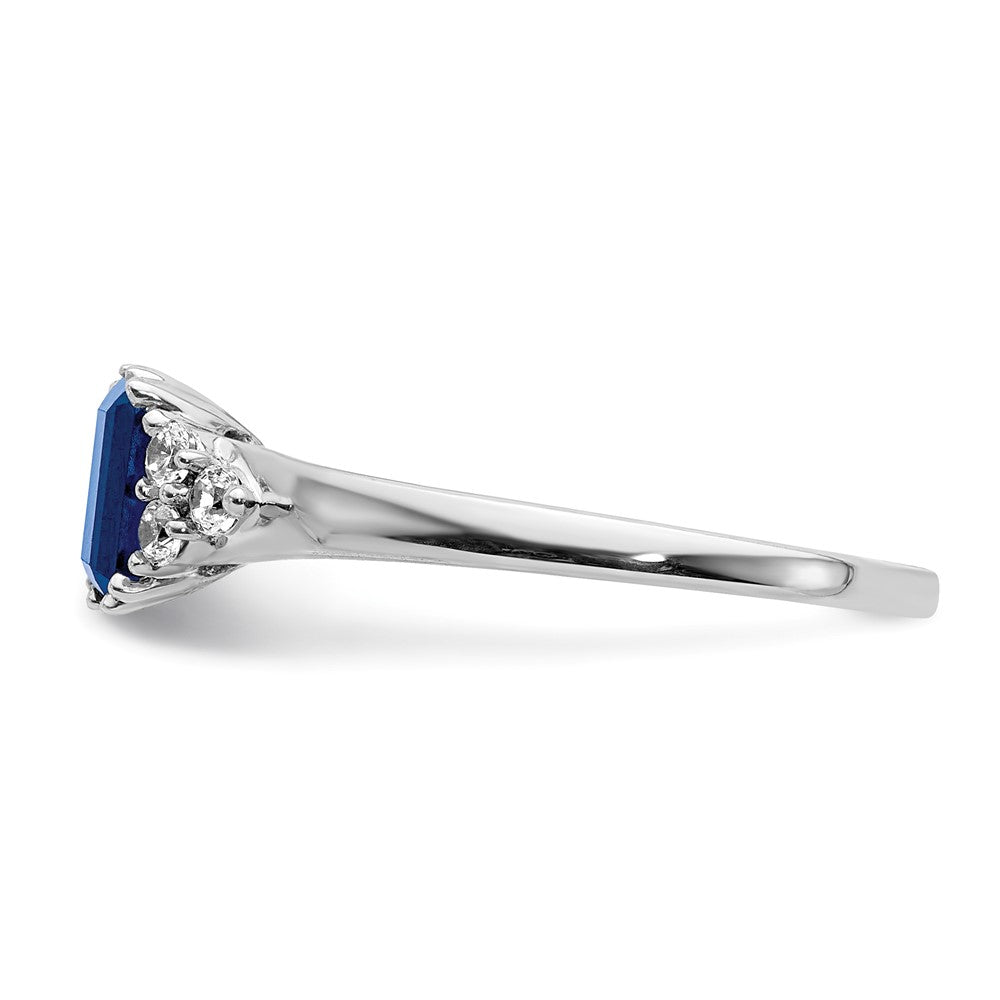 14k White Gold Real Diamond and Sapphire Ring