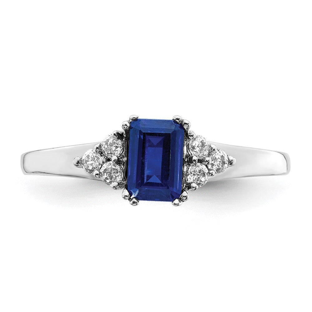 14k White Gold Real Diamond and Sapphire Ring