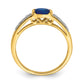 14K Yellow Gold Oval East-West Sapphire and Real Diamond Ring