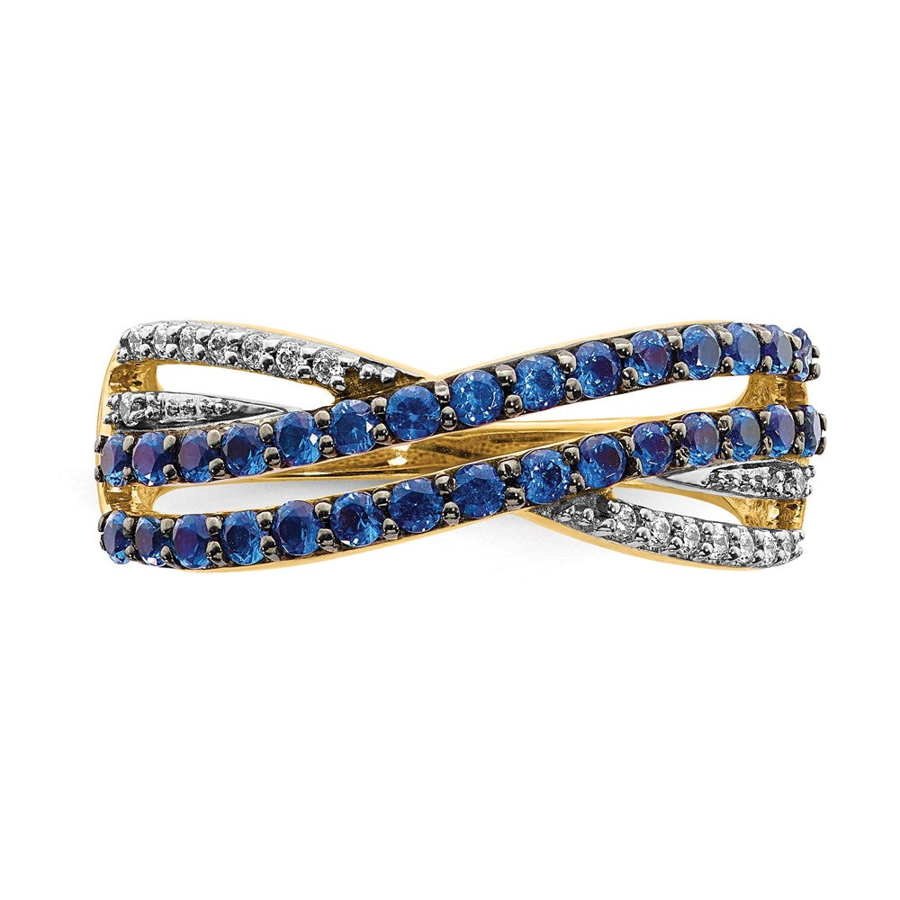 14K Yellow Gold Sapphire and Real Diamond Ring