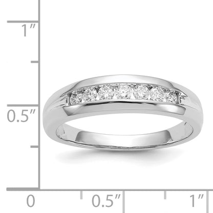 14k White Gold Real Diamond Mens Channel Ring