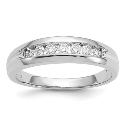 14k White Gold Real Diamond Mens Channel Ring