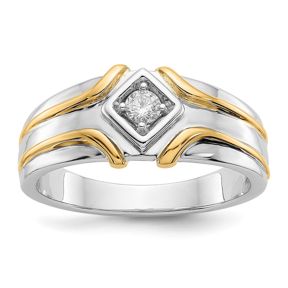 14k Two-Tone Gold Real Diamond Mens Ring