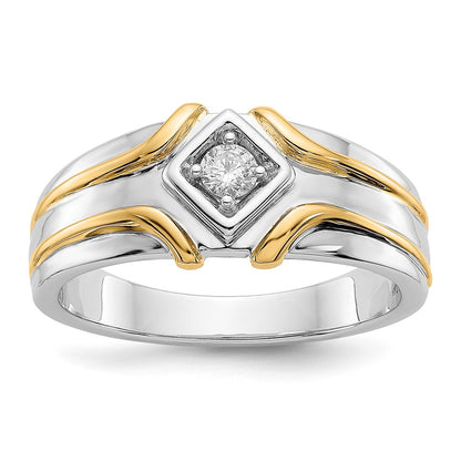 14k Two-Tone Gold Real Diamond Mens Ring