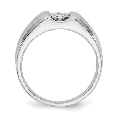14k White Gold Real Diamond Mens Ring