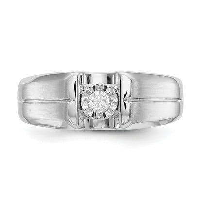 14k White Gold Real Diamond Mens Ring