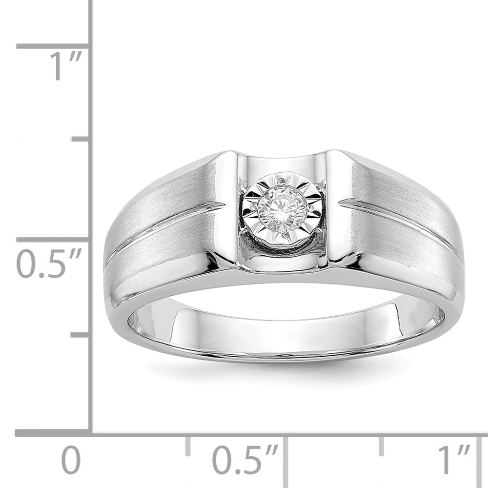 14k White Gold Real Diamond Mens Ring