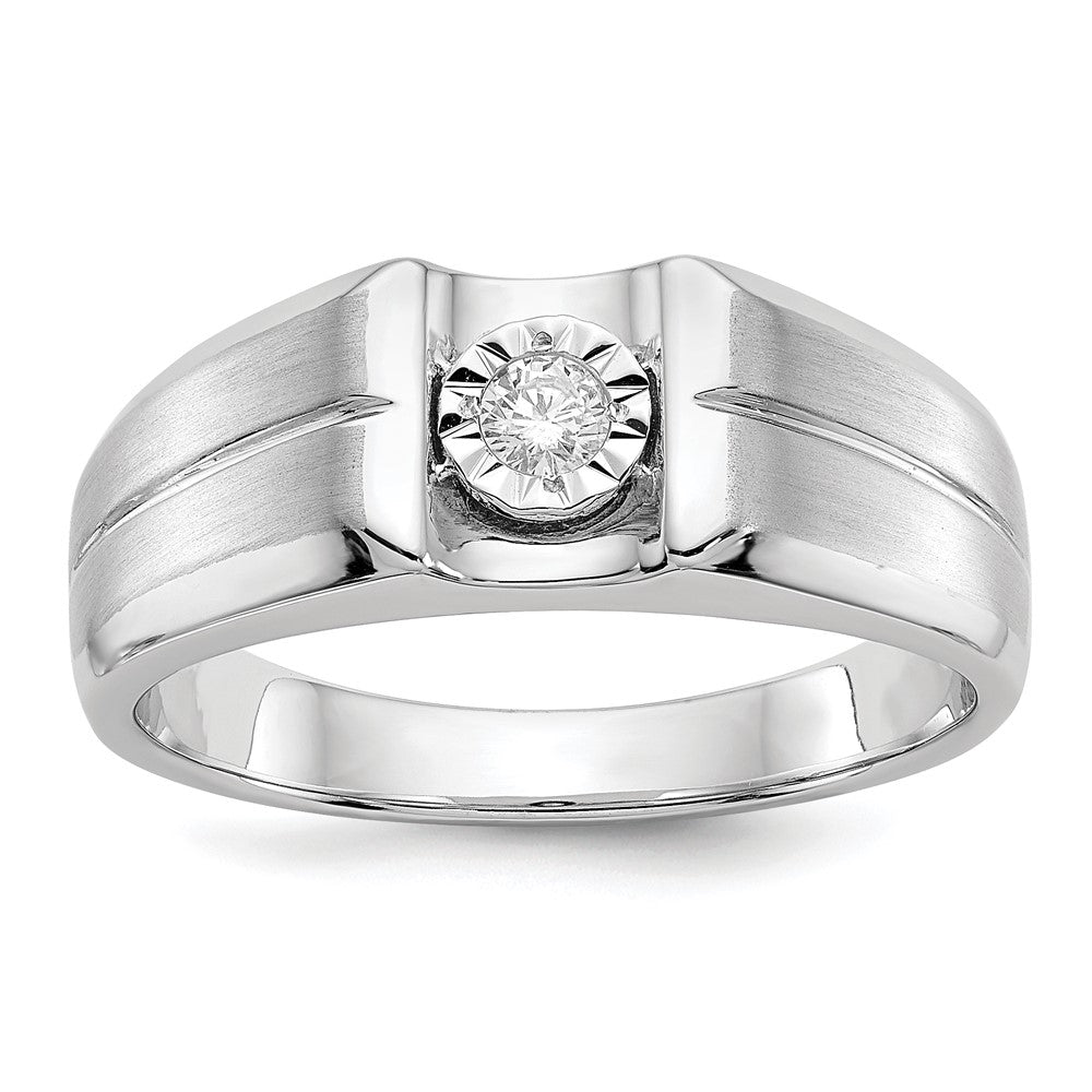 14k White Gold Real Diamond Mens Ring