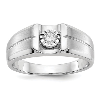 14k White Gold Real Diamond Mens Ring
