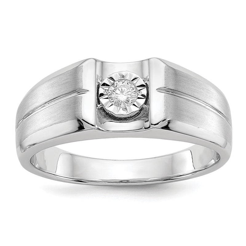 14k White Gold Real Diamond Mens Ring