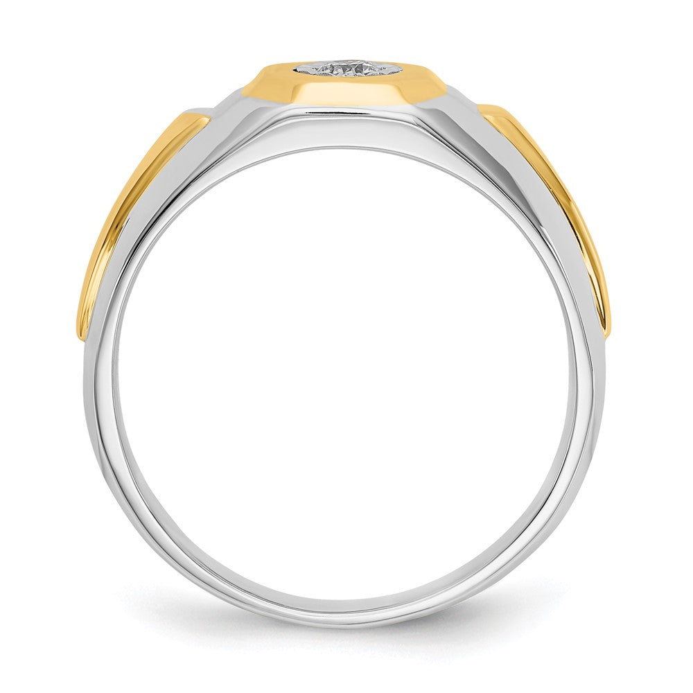 14k Two-Tone Gold Real Diamond Mens Ring