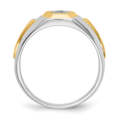 14k Two-Tone Gold Real Diamond Mens Ring