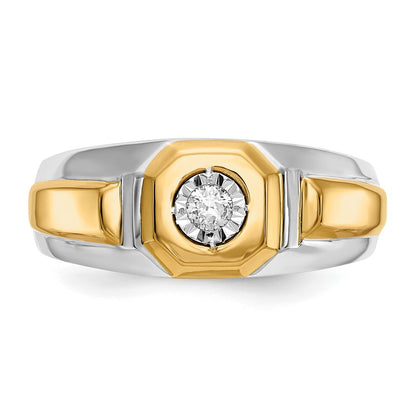 14k Two-Tone Gold Real Diamond Mens Ring