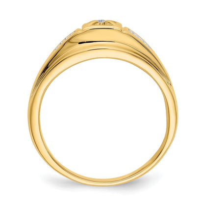 14k Yellow Gold and Rhodium Real Diamond Mens Ring