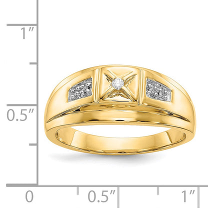 14k Yellow Gold and Rhodium Real Diamond Mens Ring