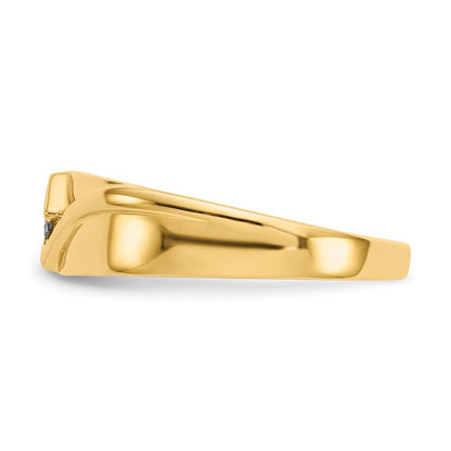14K Yellow Gold Real Diamond Mens Ring