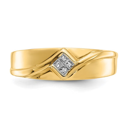 14K Yellow Gold Real Diamond Mens Ring