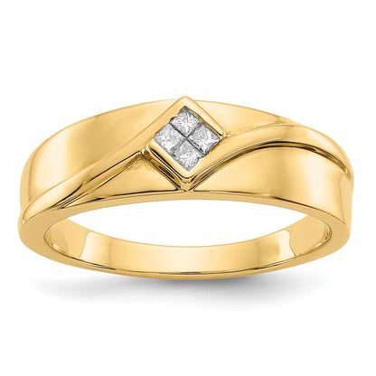 14K Yellow Gold Real Diamond Mens Ring