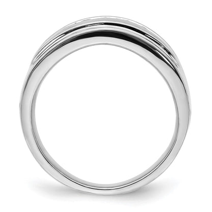 14k White Gold Real Diamond Mens 5-stone Ring