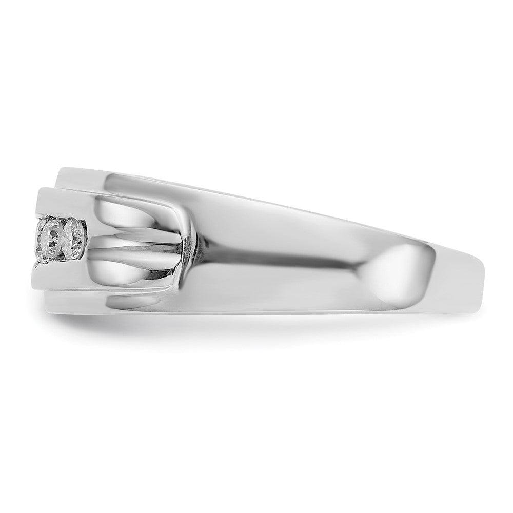 14k White Gold Real Diamond Mens 5-stone Ring