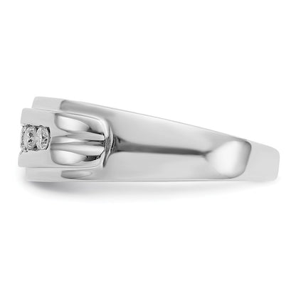 14k White Gold Real Diamond Mens 5-stone Ring