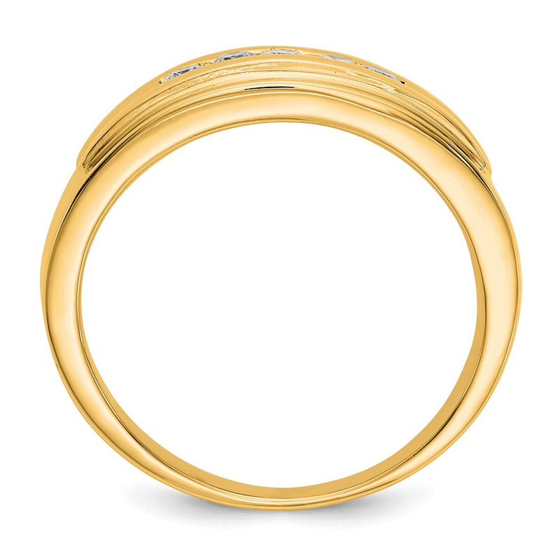 14K Yellow Gold Real Diamond Mens 5-stone Ring