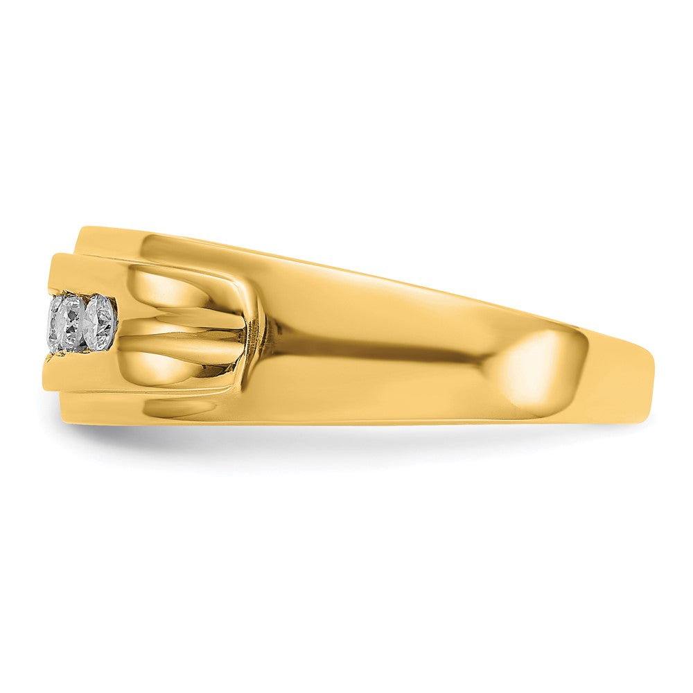 14K Yellow Gold Real Diamond Mens 5-stone Ring