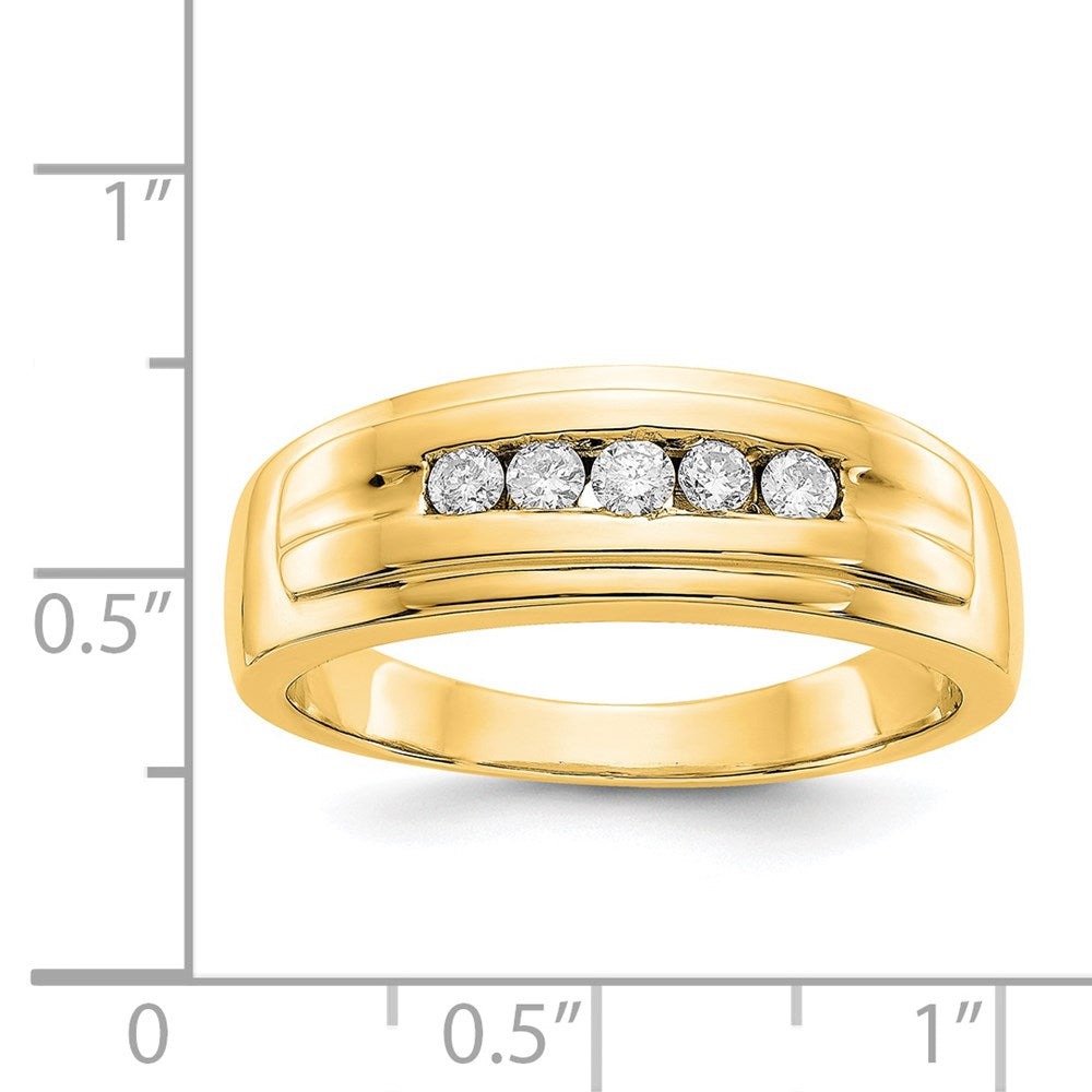 14K Yellow Gold Real Diamond Mens 5-stone Ring