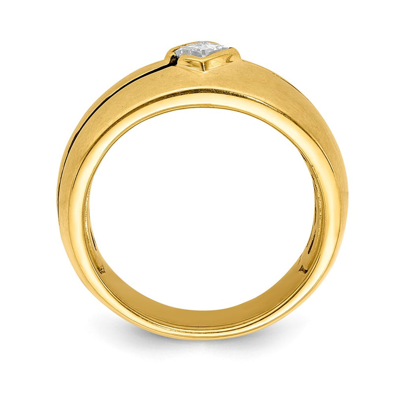 14k White Gold Real Diamond Enameled Men's Ring