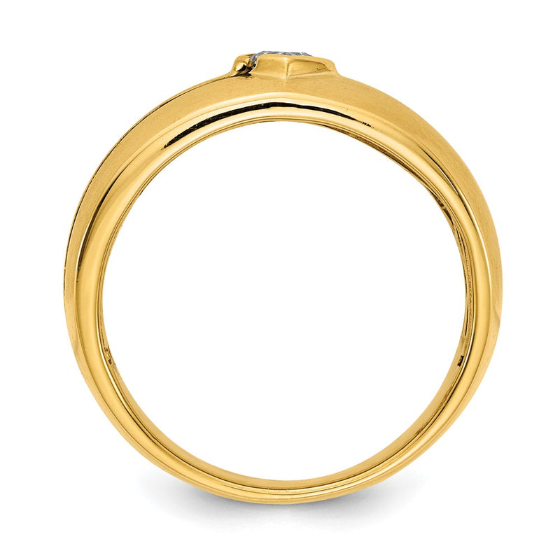 14K Yellow Gold Real Diamond Enameled Men's Ring