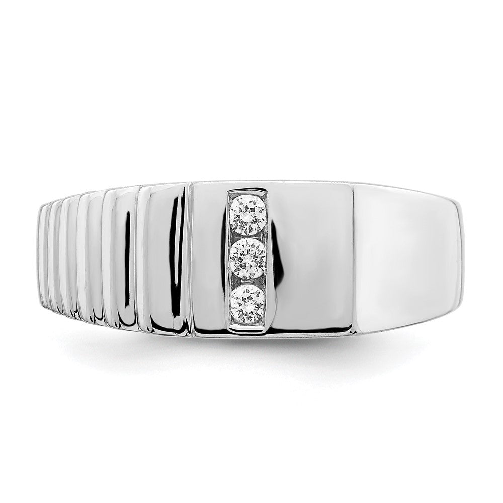 14k White Gold Real Diamond Mens Ring