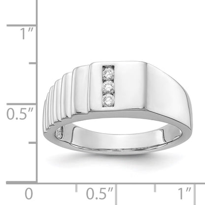 14k White Gold Real Diamond Mens Ring